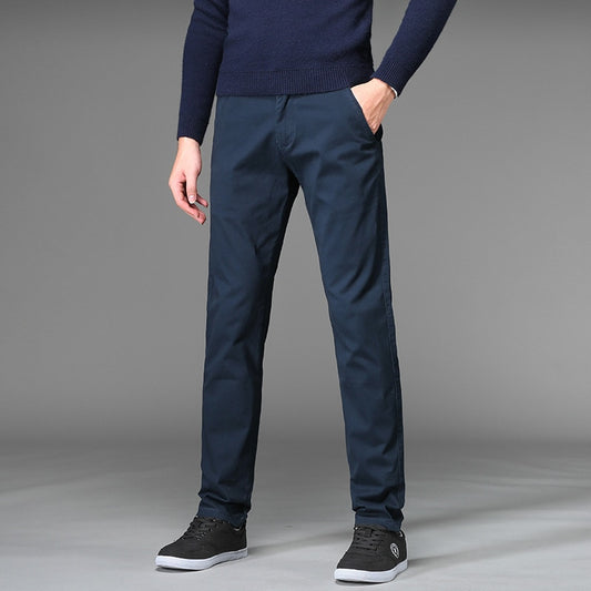 Men Business Straight Cotton Stretch Slim Fit Pants