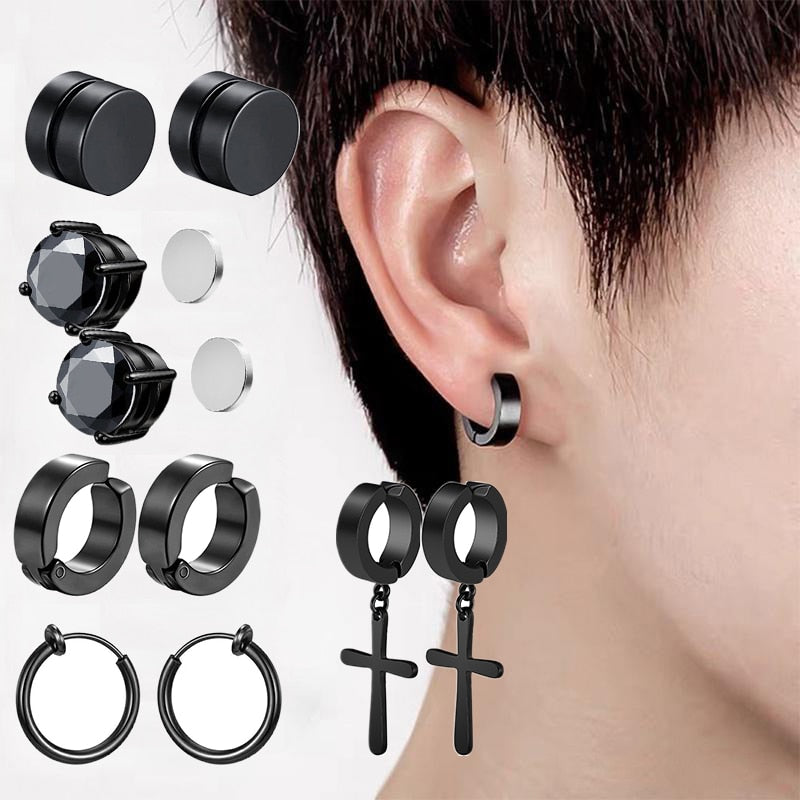 Stainless Steel Non-Piercing Magnetic Stud Earrings Unisex