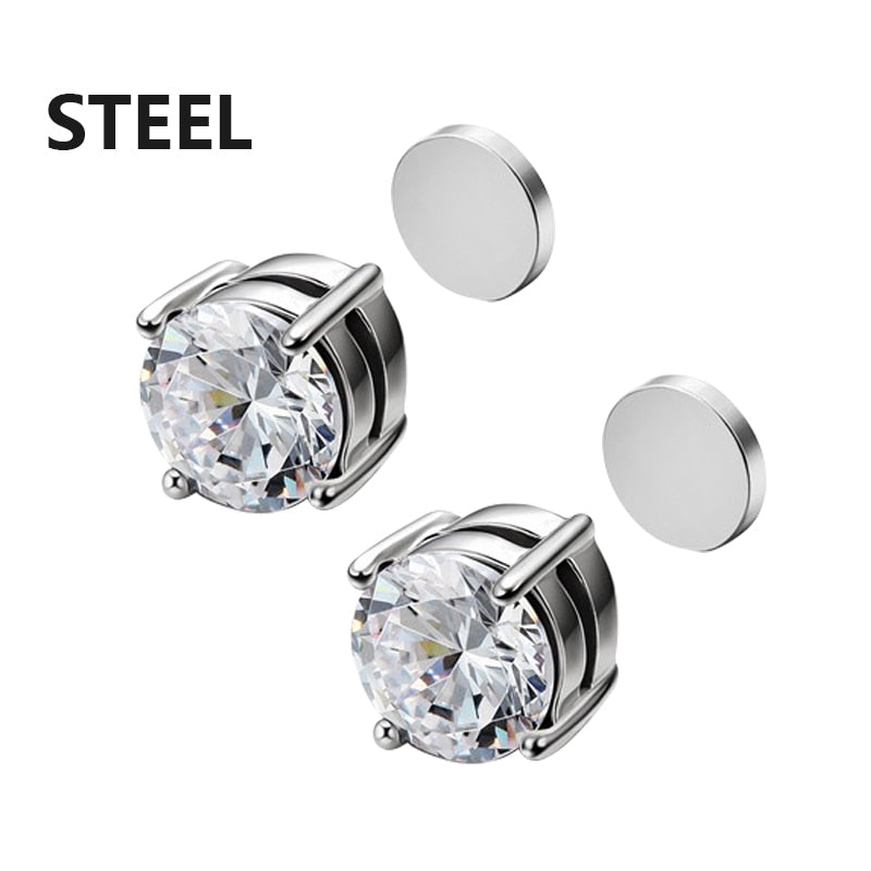 Stainless Steel Non-Piercing Magnetic Stud Earrings Unisex